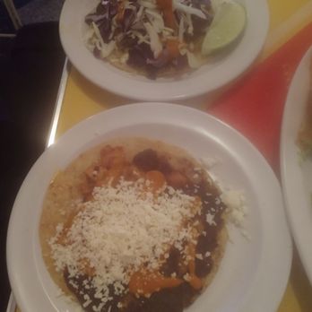 Tacombi - Tacos (from top to bottom): chile relleno and black beans/ sweet potato - Mexican Near Me - Brooklyn, New York Tacombi - Tacos (from top to bottom): chile relleno and black beans/ sweet potato - Mexican Near Me - Brooklyn, New York