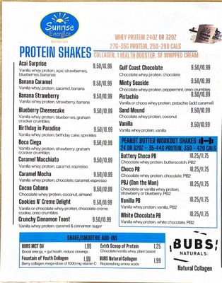 Menu photo 2 Sunrise Energize Lutz, FL Menu photo 2 Sunrise Energize Lutz, FL