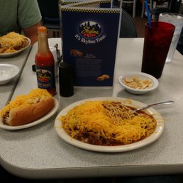 5-way chili and a coney. Great deal!! 5-way chili and a coney. Great deal!!