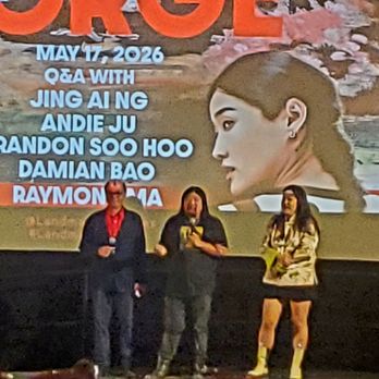 Nuart Theatre - Preshow welcome with veteran actor Raymond  Ma in red ...on a nice stage....seats were placed quickly post show for the q & a. - Cinema Near Me - Los Angeles, California