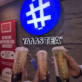 YAAAS TEA-Great Neck - Left to right: White Mocha Boba, Salted Caramel Boba, & Strawberry Matcha Boba - Bubble Tea Near Me - Great Neck, New York