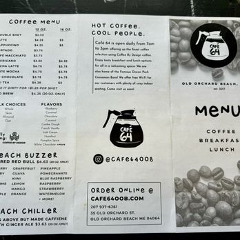 Cafe 64 - Menu - Cafes Near Me - Old Orchard Beach, Maine