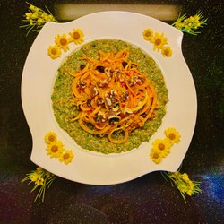 Butternut squash & parsley (POW) Butternut Squash apricots, walnuts with lemon anchovy pesto