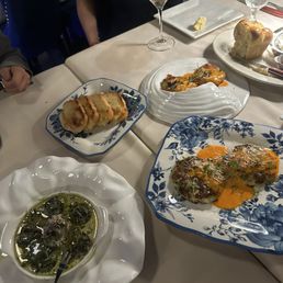 Escargot, Paillassons De Courgette, and Crab Cakes