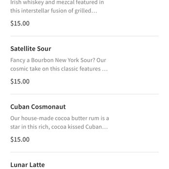 Mission Control - Cocktail menu - Gastropubs Near Me - Las Vegas, Nevada