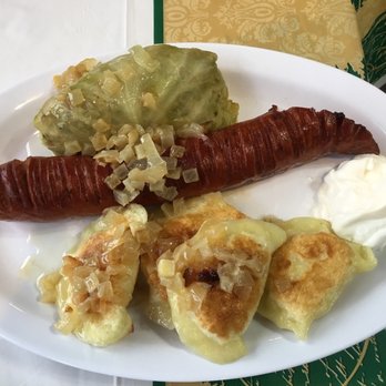 Rosa-Ly Pierogi - Special on 12/9/2017: 4 pierogies, grilled kielbasa, stuffed cabbage. Yummy. - Polish Near Me - Fairfield, New Jersey Rosa-Ly Pierogi - Special on 12/9/2017: 4 pierogies, grilled kielbasa, stuffed cabbage. Yummy. - Polish Near Me - Fairfield, New Jersey