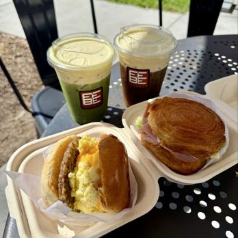 Febe Coffee - corn matcha, corn coffee, scrambled egg sandwich, croissant sandwich - Coffee & Tea Near Me - Irvine, California