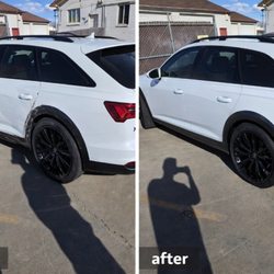 Lowell Auto Body - Before and after of a repair on a 2026 Audi