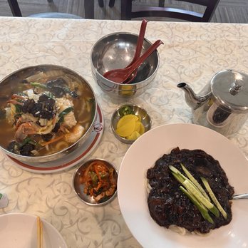 JJamPPong - Seafood JJampong, Pickled Yellow Radish, Cabbage Kimchi, Black Bean Noodle (jjajangmeon). - Chinese Near Me - San Francisco, California JJamPPong - Seafood JJampong, Pickled Yellow Radish, Cabbage Kimchi, Black Bean Noodle (jjajangmeon). - Chinese Near Me - San Francisco, California