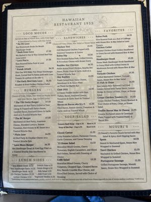 Menu photo 4 Hawaiian Restaurant 1933 Boulder City, NV