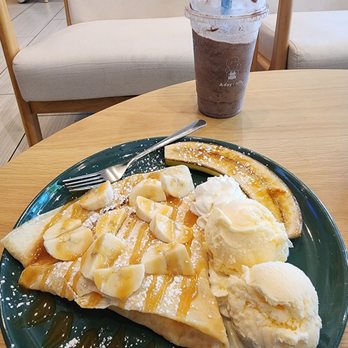 A Day Cafe - Banana creme burulee crepe and oreo milkshake with extra oreos - Coffee & Tea Near Me - Richardson, Texas
