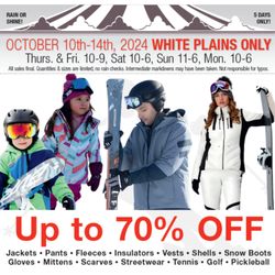 Pedigree Ski Shop - Annual SKI & SNOWBOARD TENT SALE!
October 10th-14th, 2024 (WHITE PLAINS LOCATION ONLY)