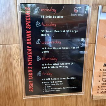 Sushi Taku - Drink Specials Sake, Beer & Wine - Sushi Bars Near Me - Charlotte, North Carolina