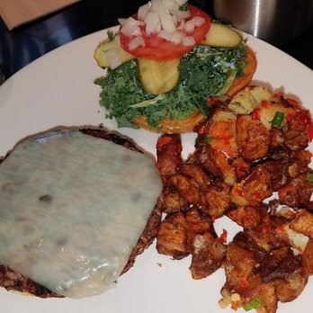 Northstar Cafe - Veggie burger with breakfast potaoes from the Brunch menu. Delicious! - New American Near Me - Westerville, Ohio Northstar Cafe - Veggie burger with breakfast potaoes from the Brunch menu. Delicious! - New American Near Me - Westerville, Ohio