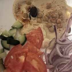 Leo's Coney Island - This is supposed to be an order of hummus appetizer for $7 or $8. I got him and used a measuring spoon. 2tsp of hummus and NO BREAD.
