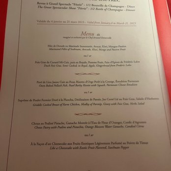 Moulin Rouge - Menu - Soiree Toulouse Lautrec - March 2023 - Cabaret Near Me - Paris, 75