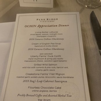 Pine Ridge Vineyards - Our specially prepared menu - Wineries Near Me - Napa, California Pine Ridge Vineyards - Our specially prepared menu - Wineries Near Me - Napa, California