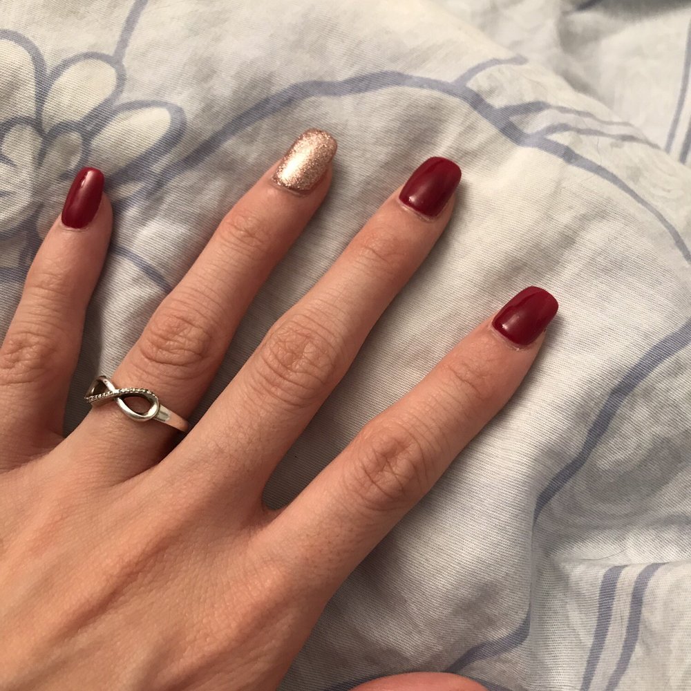 Expo Nails Spa - Wine red and glitter accent nail - Nail Salons Near Me - Golden, Colorado