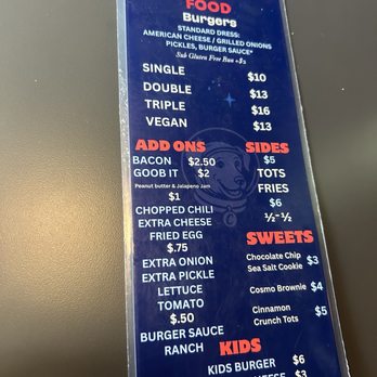 Cosmo Burger XR - Menu - Cocktail Bars Near Me - Kansas City, Missouri