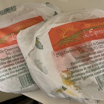 Tortilleria La Esperanza - Two dozen fresh tortillas, came with the two combo meals. - Mexican Near Me - Clemmons, North Carolina Tortilleria La Esperanza - Two dozen fresh tortillas, came with the two combo meals. - Mexican Near Me - Clemmons, North Carolina