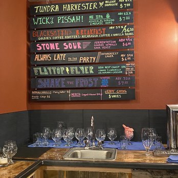 Brewerks - menus on the wall of a restaurant - Breweries Near Me - Anchorage, Alaska