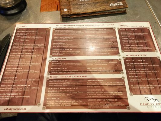 Menu photo 1 Cahilty Creek Sun Peaks, BC