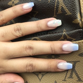 Fresh Nails - Coffin Gel set with powder ombré and glass paper design - Nail Salons Near Me - West Hempstead, New York Fresh Nails - Coffin Gel set with powder ombré and glass paper design - Nail Salons Near Me - West Hempstead, New York