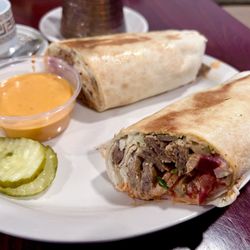 Basha Mediterranean Eatery - Gyro Pita Gyro with side of spicy Taziki sauce