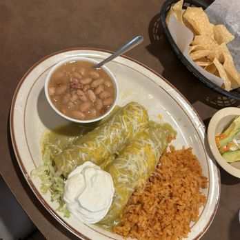Cabo Grill & Cantina - Enchiladas Suizas with charro beans - Mexican Near Me - Brea, California Cabo Grill & Cantina - Enchiladas Suizas with charro beans - Mexican Near Me - Brea, California
