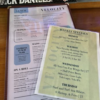 Velocity Bar + Kitchen - Menus - American Near Me - Fairfax, Virginia