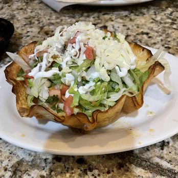 Plaza Azteca - Taco salad chicken $11. Small but filling. - Mexican Near Me - Williamsburg, Virginia