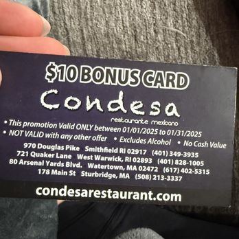 Condesa - Smithfield - The "bonus" card that was supposed to be a "gift card" - Vegetarian Near Me - Smithfield, Rhode Island Condesa - Smithfield - The "bonus" card that was supposed to be a "gift card" - Vegetarian Near Me - Smithfield, Rhode Island