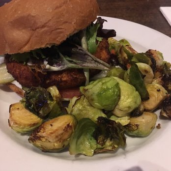 The Crow's Nest - Salmon burger, roasted brussels sprouts - Breakfast & Brunch Near Me - Maplewood, Missouri