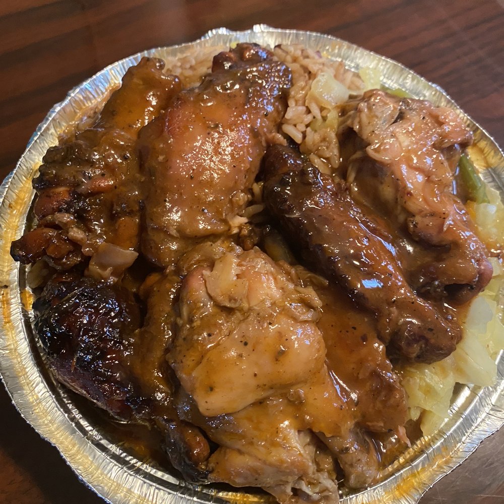 Jerk BBQ Wings w / Rice and Peas Jerk BBQ Wings w / Rice and Peas