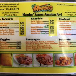 Munchy's Jamaican And Caribbean Foods - The actual menu they have in-store.