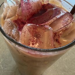 Black currant iced latte