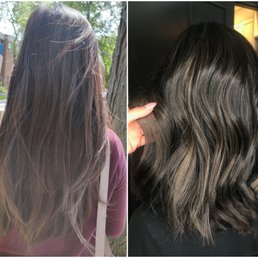 Dark ash brown toned balayage highlights - coloured and cut by Kathy Dark ash brown toned balayage highlights - coloured and cut by Kathy