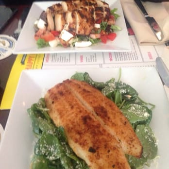 Spiro's - Bass spinach salad and grilled chicken mozzarella salad - New American Near Me - Rocky Point, New York Spiro's - Bass spinach salad and grilled chicken mozzarella salad - New American Near Me - Rocky Point, New York
