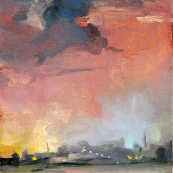 Aspen Art Museum - Lisa Yuskavage; Hudson Sunset (Pink & Grey); 1997; oil on canvas board - Art Museums Near Me - Aspen, Colorado