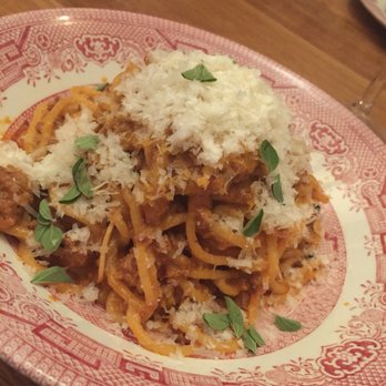 San Fermo - Saffron Spaghetti with Bolognese. Lick the plate good. - Italian Near Me - Seattle, Washington San Fermo - Saffron Spaghetti with Bolognese. Lick the plate good. - Italian Near Me - Seattle, Washington