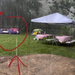 Inflated bounce house due to rain