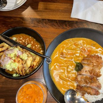 Hanuman Thai Eatery - chicken satay, yellow curry with fried chicken - Thai Near Me - Costa Mesa, California Hanuman Thai Eatery - chicken satay, yellow curry with fried chicken - Thai Near Me - Costa Mesa, California