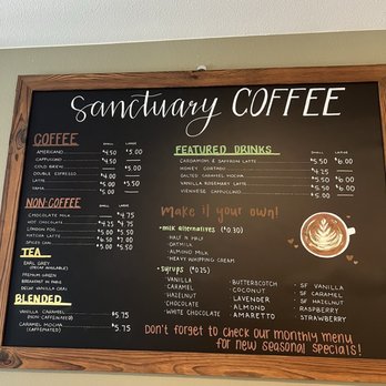 Sanctuary Coffee Refuge - Menu - Coffee & Tea Near Me - Fresno, California