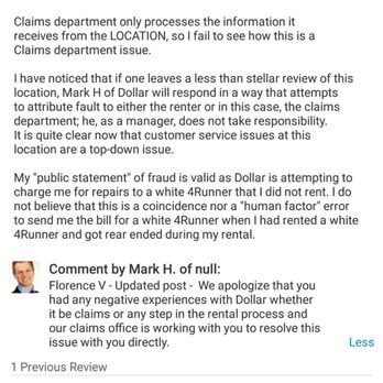 Dollar Car Rental - 4th response from the manager dated 1/23/19 at approximately 1010a - Car Rental Near Me - Seatac, Washington