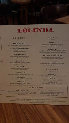 Menu photo 1 Lolinda San Francisco, CA Menu photo 1 Lolinda San Francisco, CA