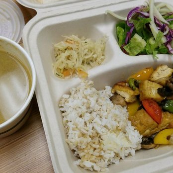 Roots Cafe - My $8 vegan plate with spicy tofu, salad, papaya salad with hapa rice. I also ordered a $3 small size kabocha, Okinawan sweet potato soup. - Cafes Near Me - Honolulu, Hawaii Roots Cafe - My $8 vegan plate with spicy tofu, salad, papaya salad with hapa rice. I also ordered a $3 small size kabocha, Okinawan sweet potato soup. - Cafes Near Me - Honolulu, Hawaii