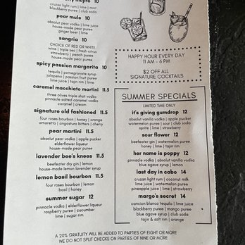 Perfect Pear Bistro - Cocktail Menu - New American Near Me - Tempe, Arizona