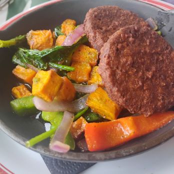 The Liquor Store - sweet potato hash {diced sweet potato, bell peppers, spinach, vegan sausage} - Breakfast & Brunch Near Me - Memphis, Tennessee The Liquor Store - sweet potato hash {diced sweet potato, bell peppers, spinach, vegan sausage} - Breakfast & Brunch Near Me - Memphis, Tennessee