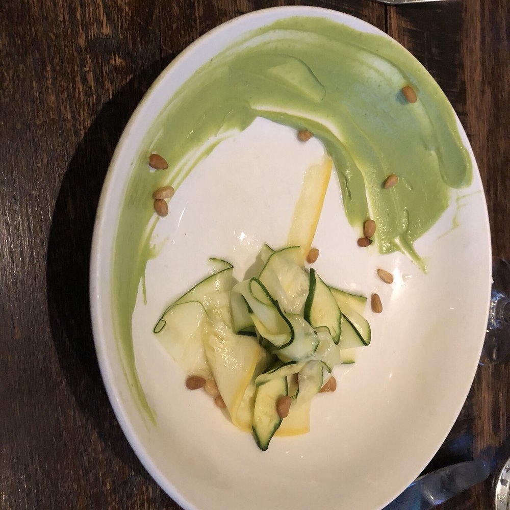 Gemma - SQUASH & ZUCCHINI - summer squash, avocado mousse, mint, pine nuts - French Near Me - Dallas, Texas
