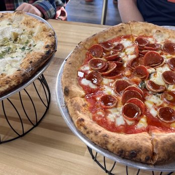 Calogero's - Pepperoni and hot honey pie, and carciofe pie. - Pizza Near Me - Naperville , Illinois